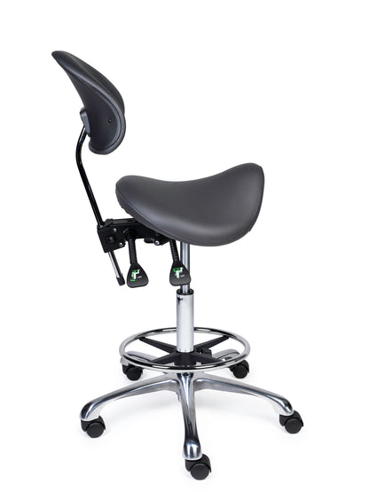 Ergonomische Zadelkruk met Rugleuning Premium Grijs op Wielen