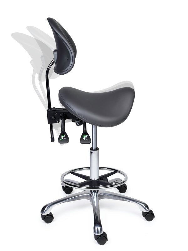 Ergonomische Zadelkruk met Rugleuning Premium Grijs op Wielen