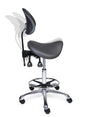 Ergonomische Zadelkruk met Rugleuning Premium Grijs op Wielen