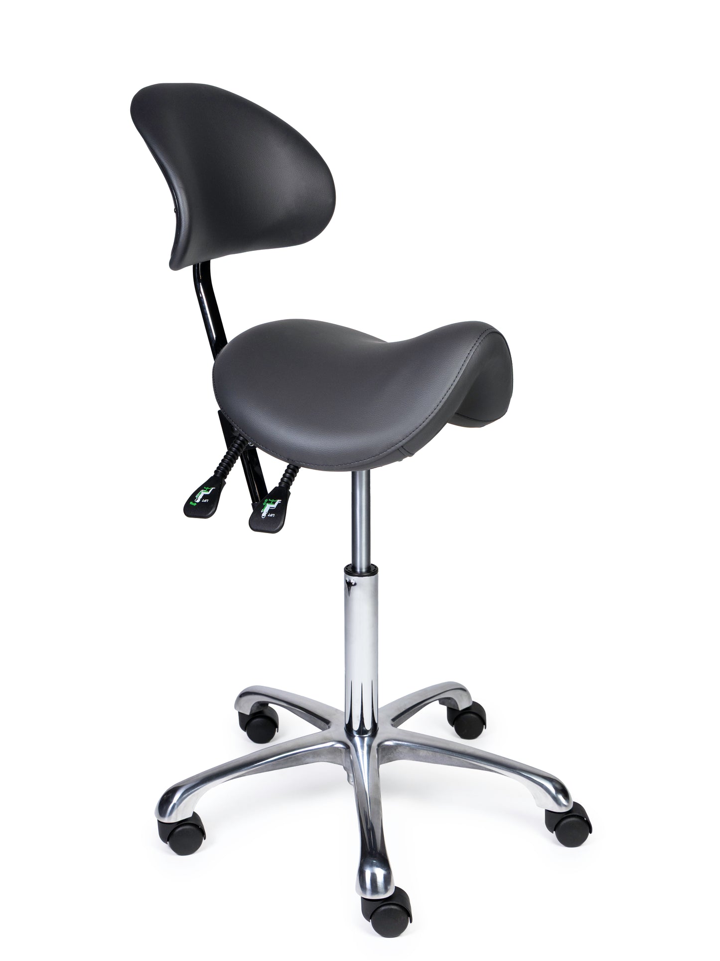 Ergonomische Zadelkruk met Rugleuning Premium Grijs op Wielen