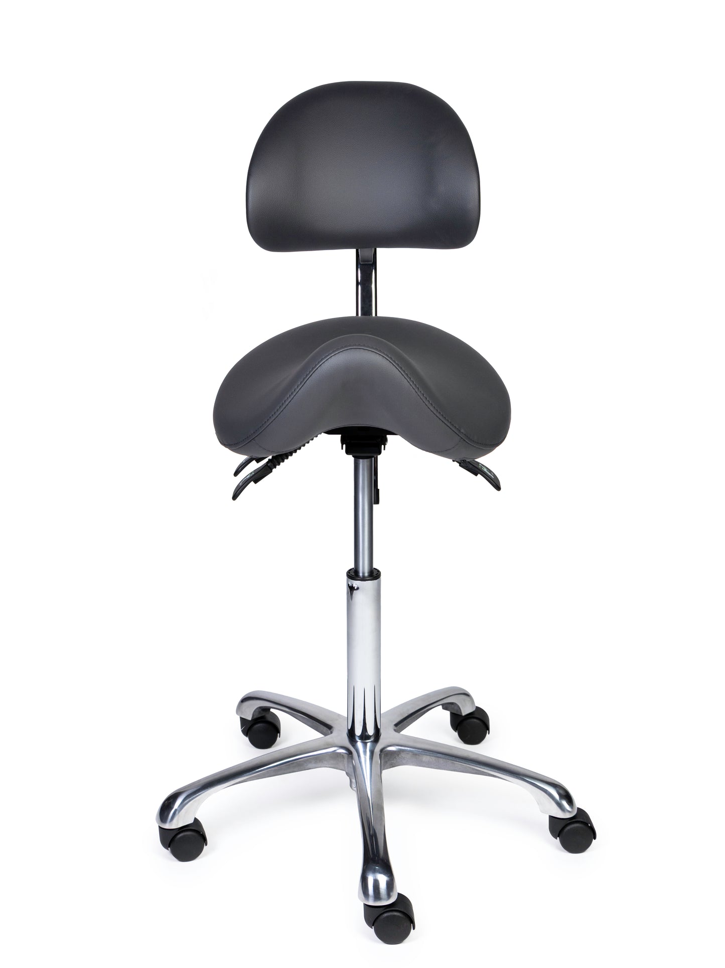 Ergonomische Zadelkruk met Rugleuning Premium Grijs op Wielen