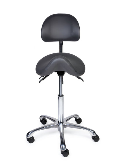 Ergonomische Zadelkruk met Rugleuning Premium Grijs op Wielen