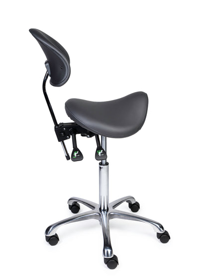 Ergonomische Zadelkruk met Rugleuning Premium Grijs op Wielen