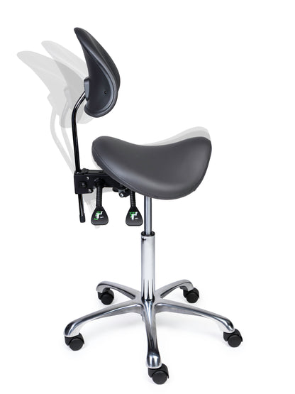 Ergonomische Zadelkruk met Rugleuning Premium Grijs op Wielen