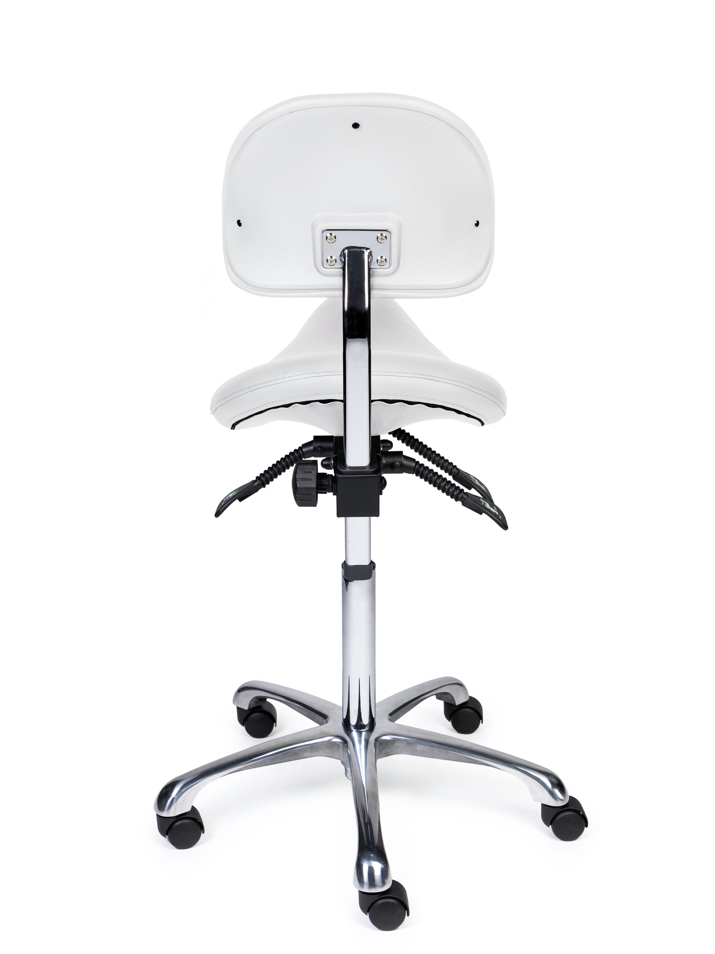 Ergonomische Zadelkruk met Rugleuning Premium Wit op Wielen