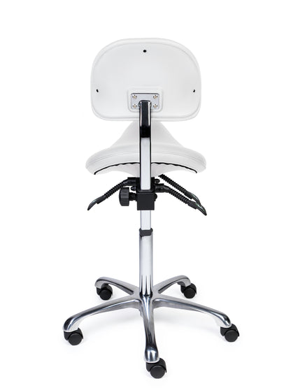 Ergonomische Zadelkruk met Rugleuning Premium Wit op Wielen