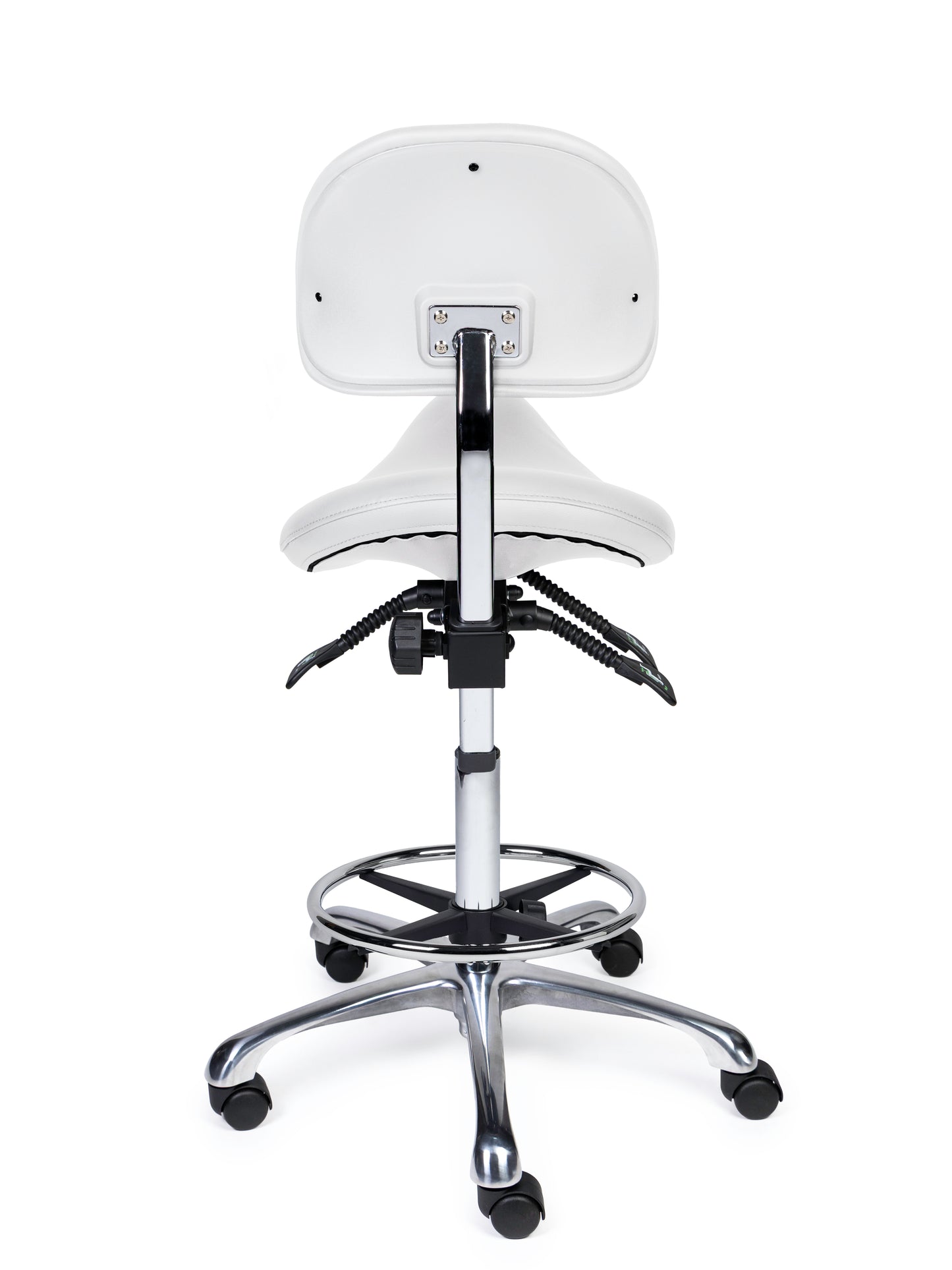 Ergonomische Zadelkruk met Rugleuning Premium Wit op Wielen