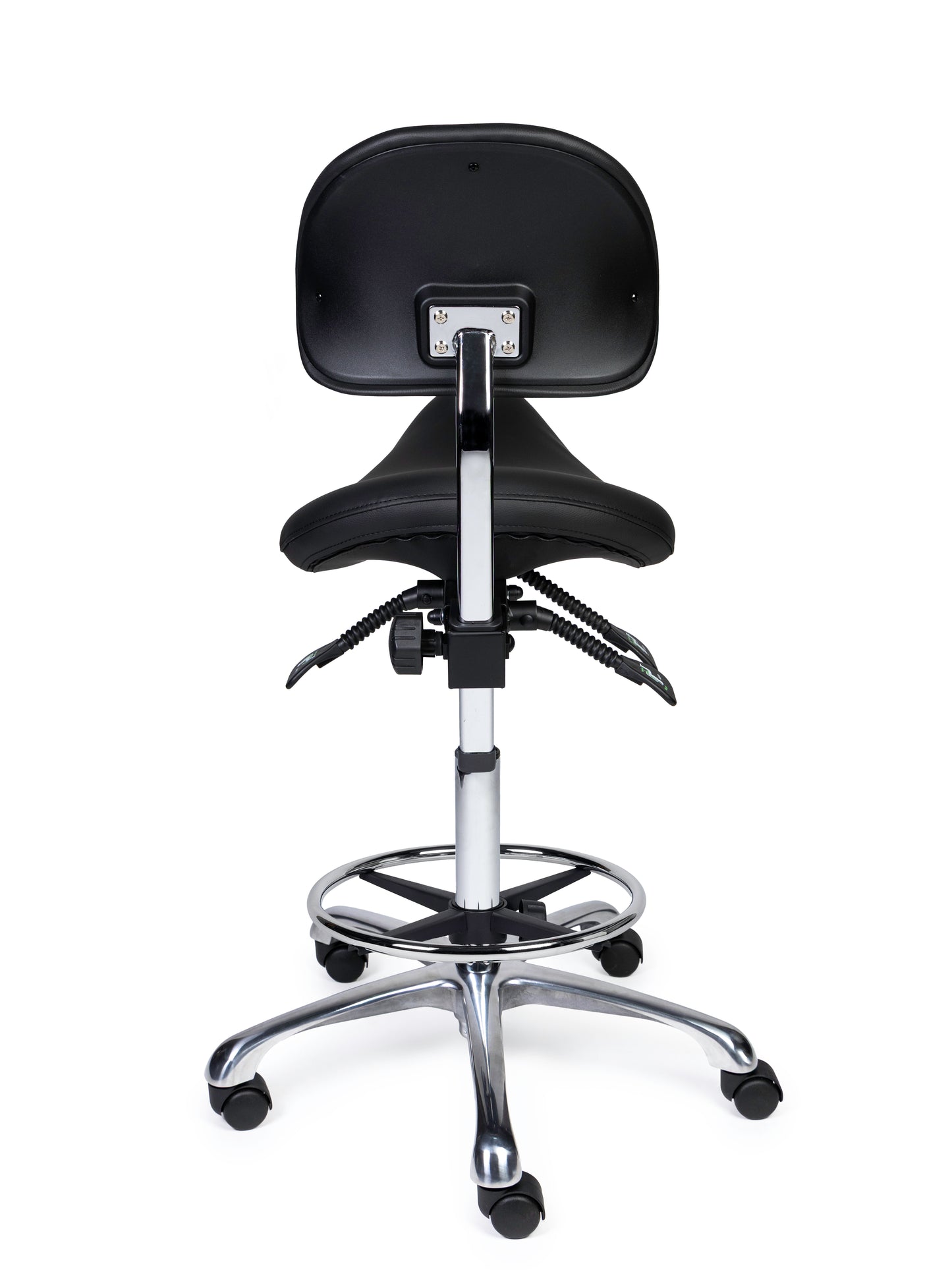 Ergonomische Zadelkruk met Rugleuning Premium Zwart op Wielen