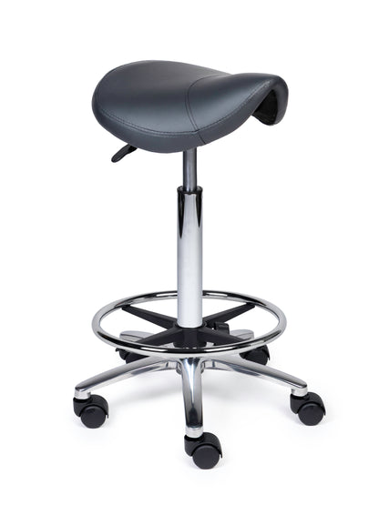 Ergonomische Zadelkruk XS Compact Grijs op Wielen