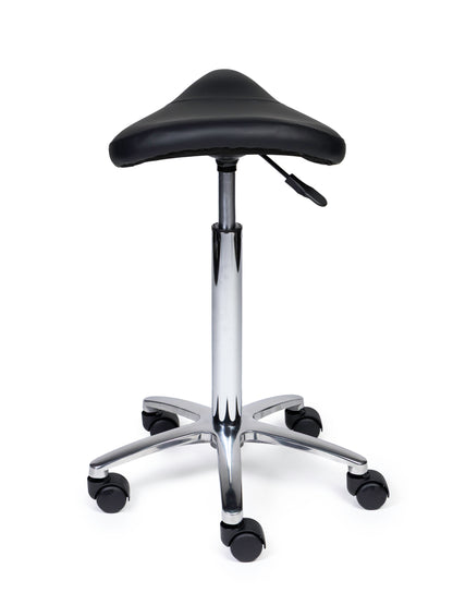 Ergonomische Zadelkruk Compact Zwart op Wielen