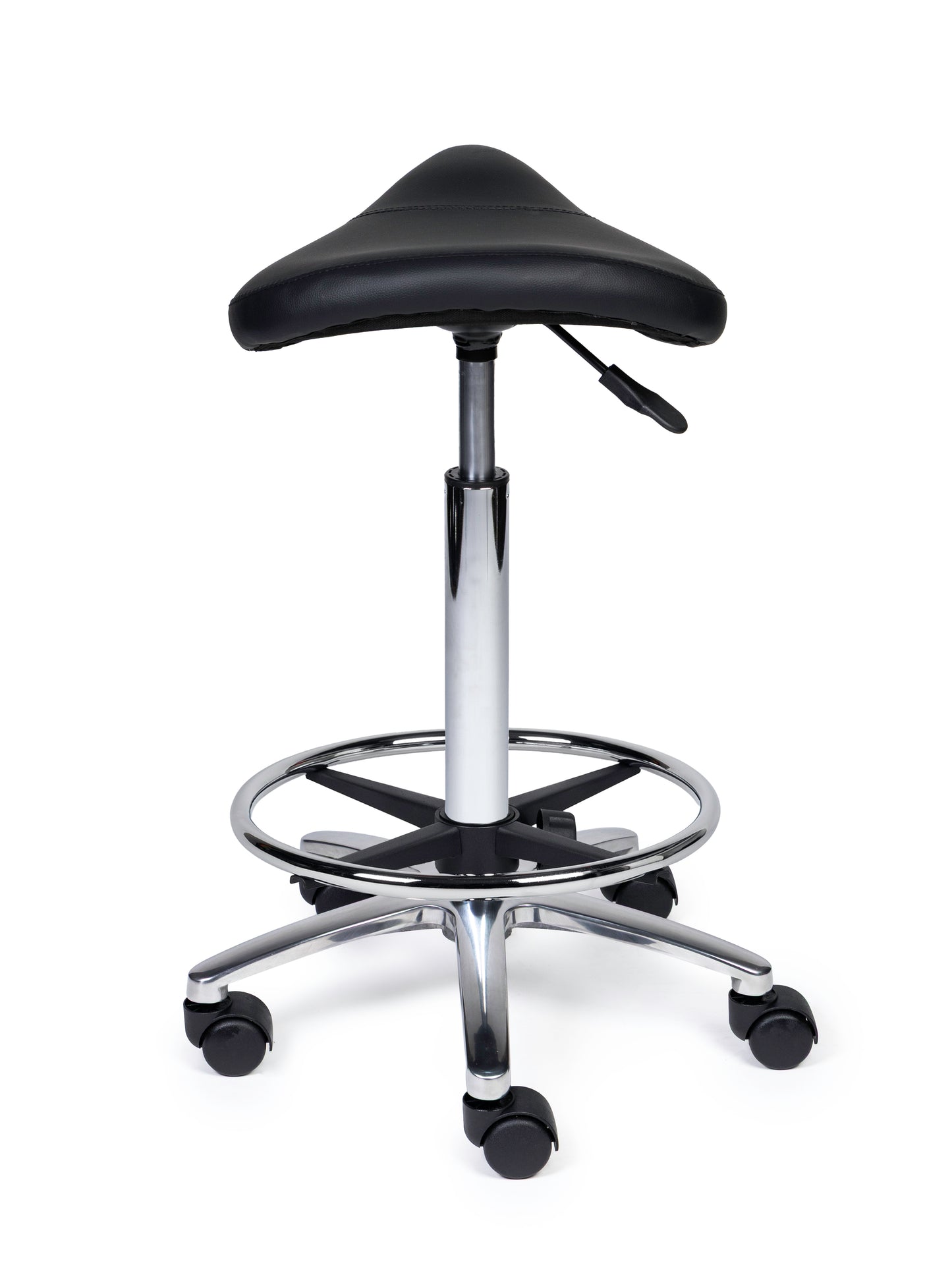 Ergonomische Zadelkruk Compact Zwart op Wielen