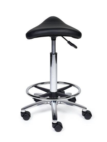 Ergonomische Zadelkruk Compact Zwart op Wielen