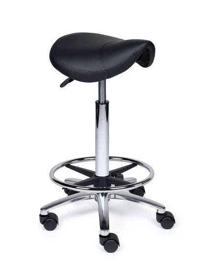 Ergonomische Zadelkruk Compact Zwart op Wielen