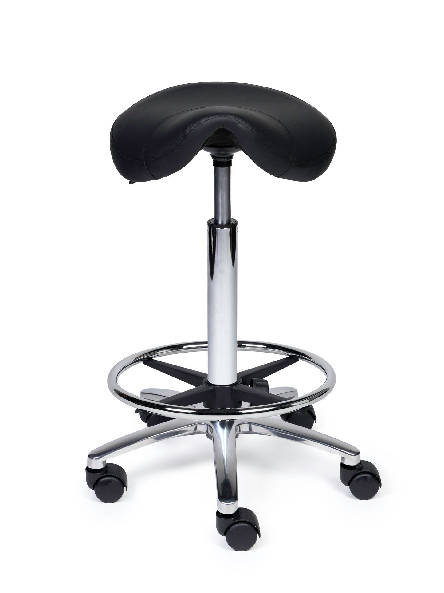Ergonomische Zadelkruk Compact Zwart op Wielen