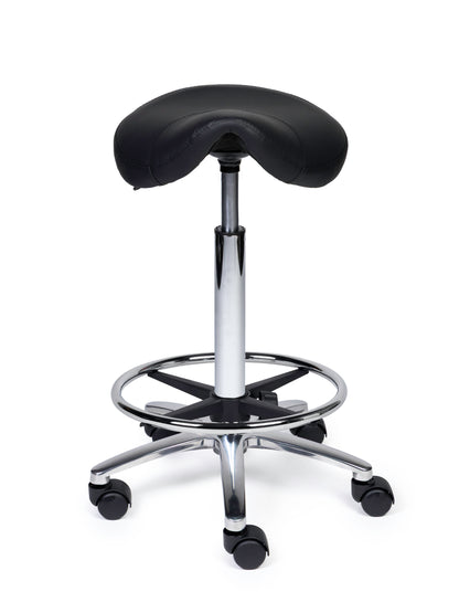 Ergonomische Zadelkruk Compact Zwart op Wielen