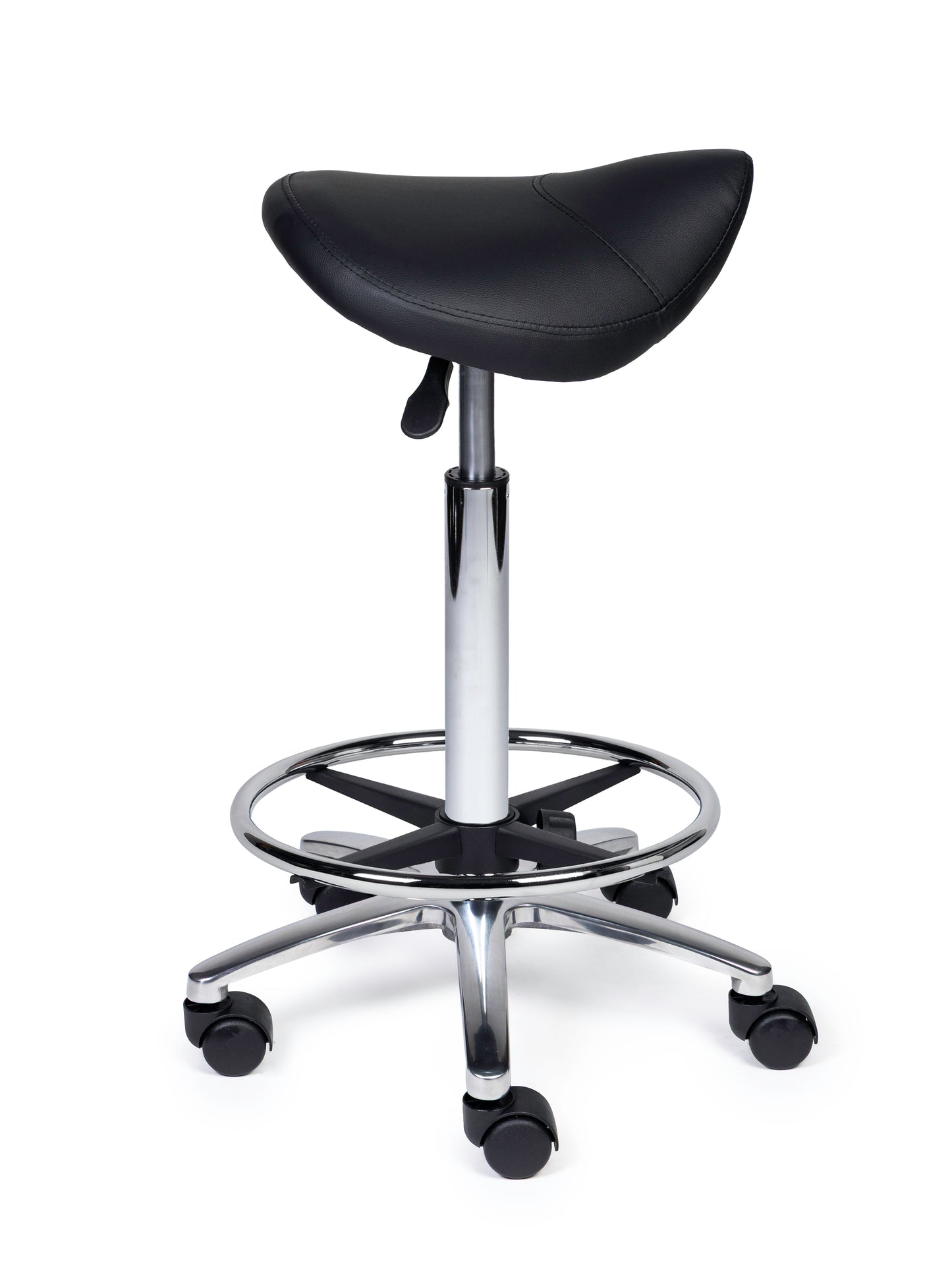 Ergonomische Zadelkruk Compact Zwart op Wielen
