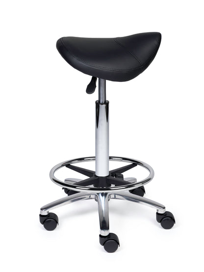 Ergonomische Zadelkruk Compact Zwart op Wielen