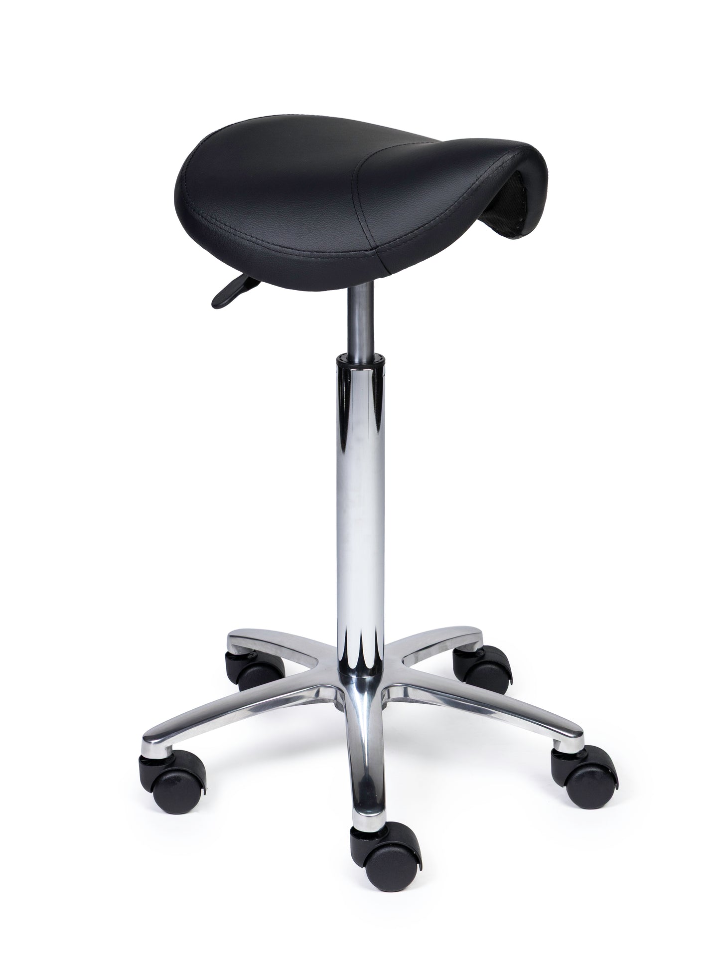Ergonomische Zadelkruk Compact Zwart op Wielen