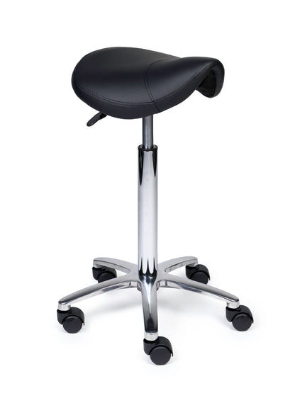 Ergonomische Zadelkruk Compact Zwart op Wielen