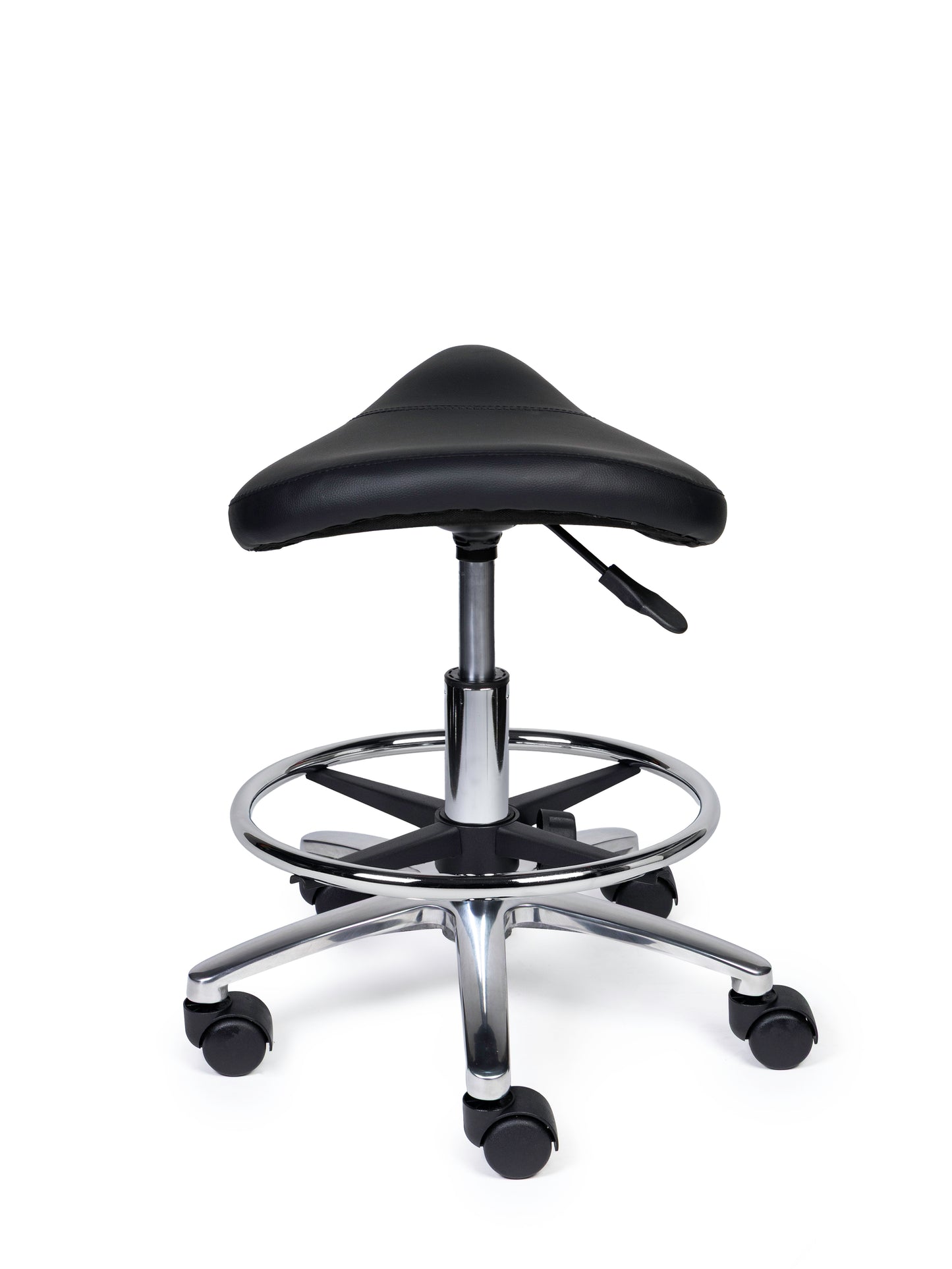 Ergonomische Zadelkruk Compact Zwart op Wielen