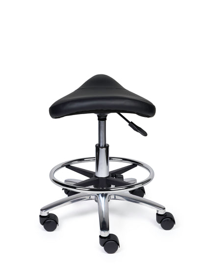 Ergonomische Zadelkruk Compact Zwart op Wielen