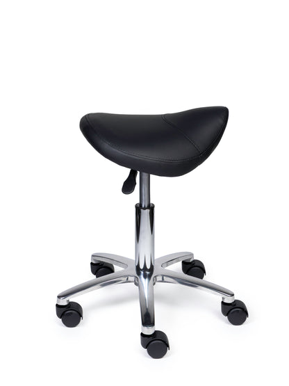 Ergonomische Zadelkruk Compact Zwart op Wielen