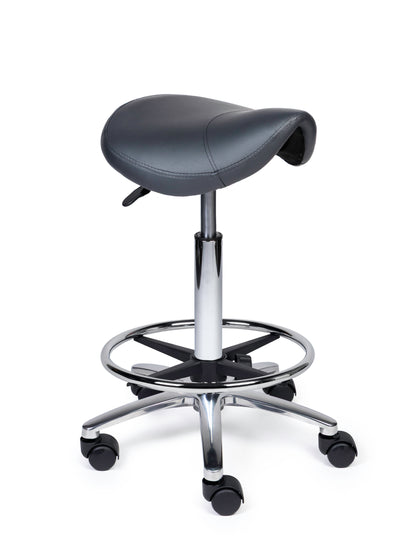 Ergonomische Zadelkruk XS Compact Grijs op Wielen