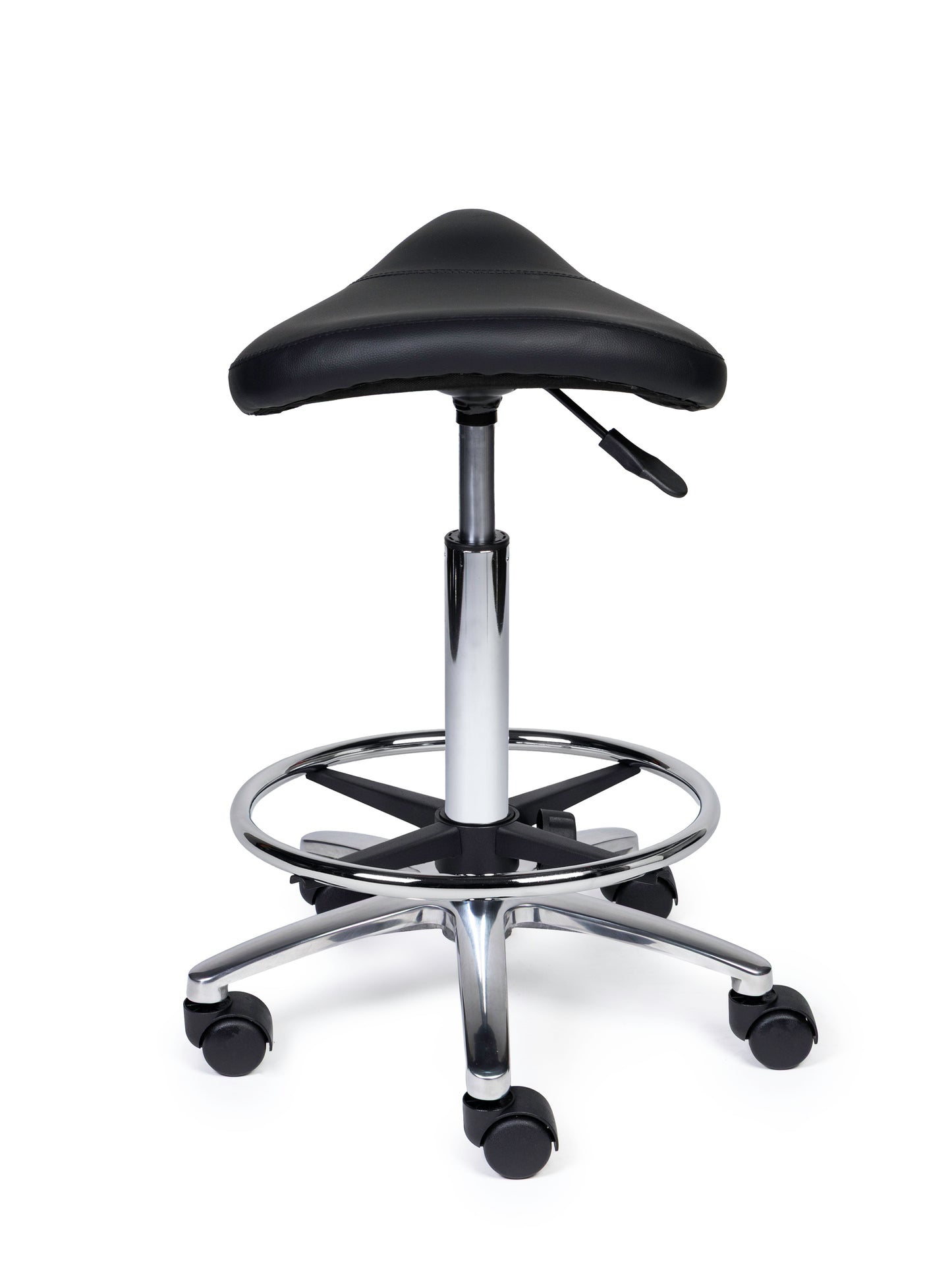 Ergonomische Zadelkruk Compact Zwart op Wielen