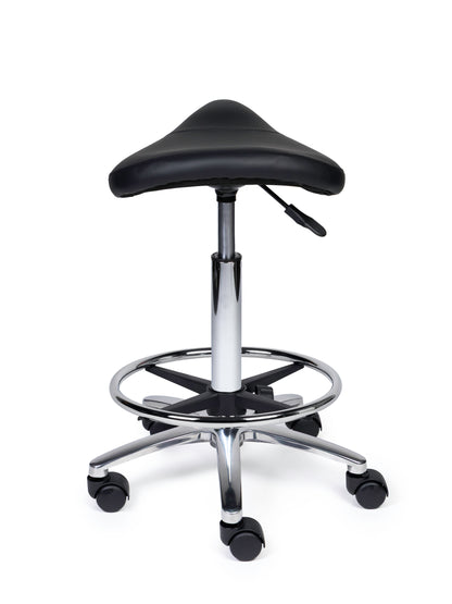 Ergonomische Zadelkruk Compact Zwart op Wielen