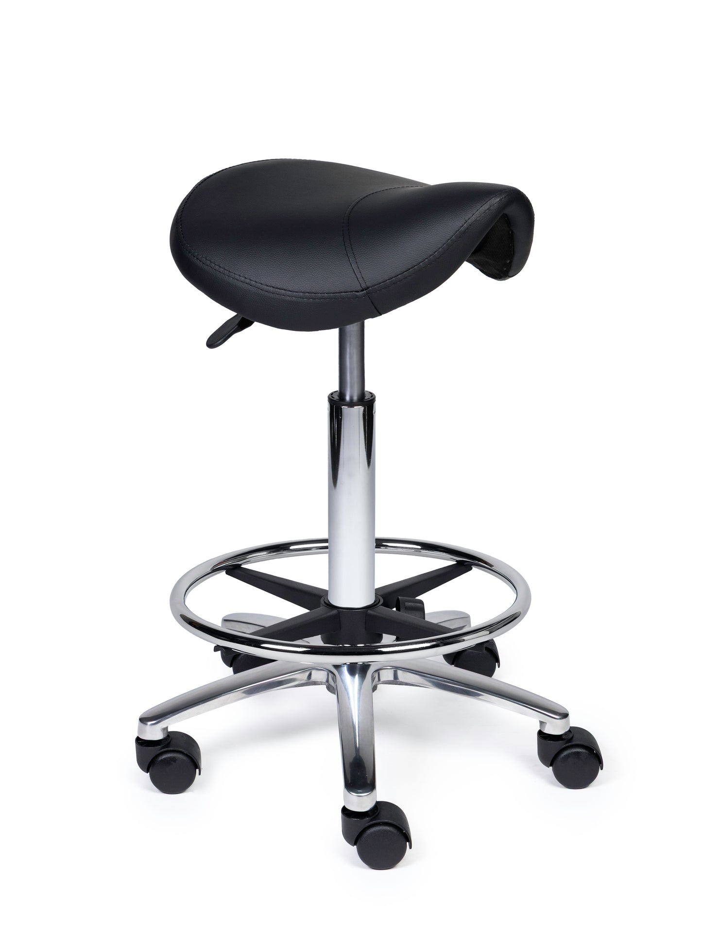 Ergonomische Zadelkruk Compact Zwart op Wielen