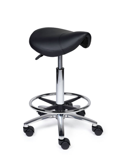 Ergonomische Zadelkruk Compact Zwart op Wielen