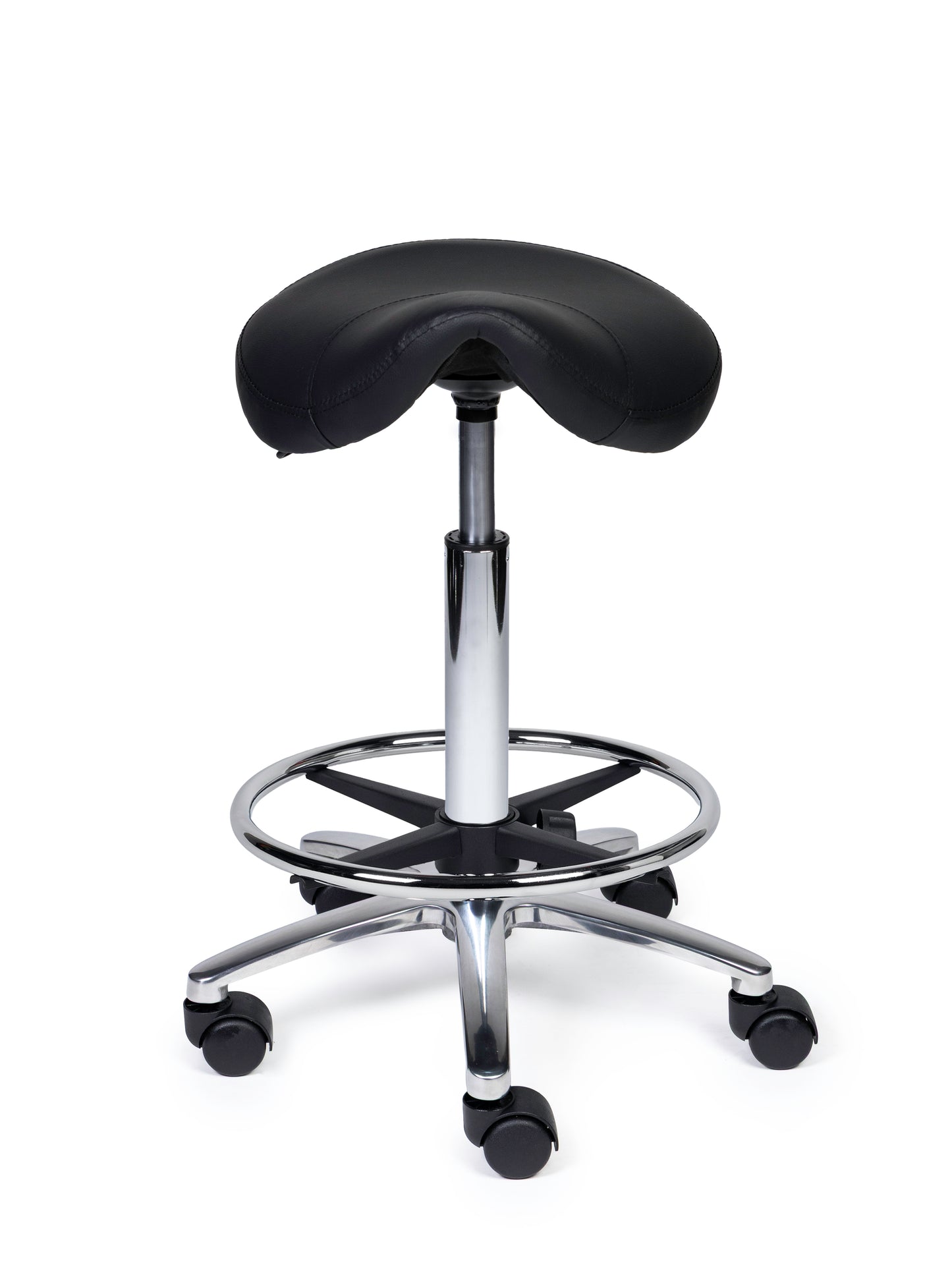 Ergonomische Zadelkruk Compact Zwart op Wielen