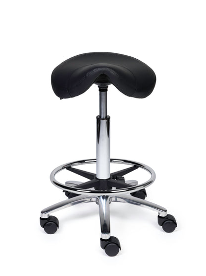 Ergonomische Zadelkruk Compact Zwart op Wielen