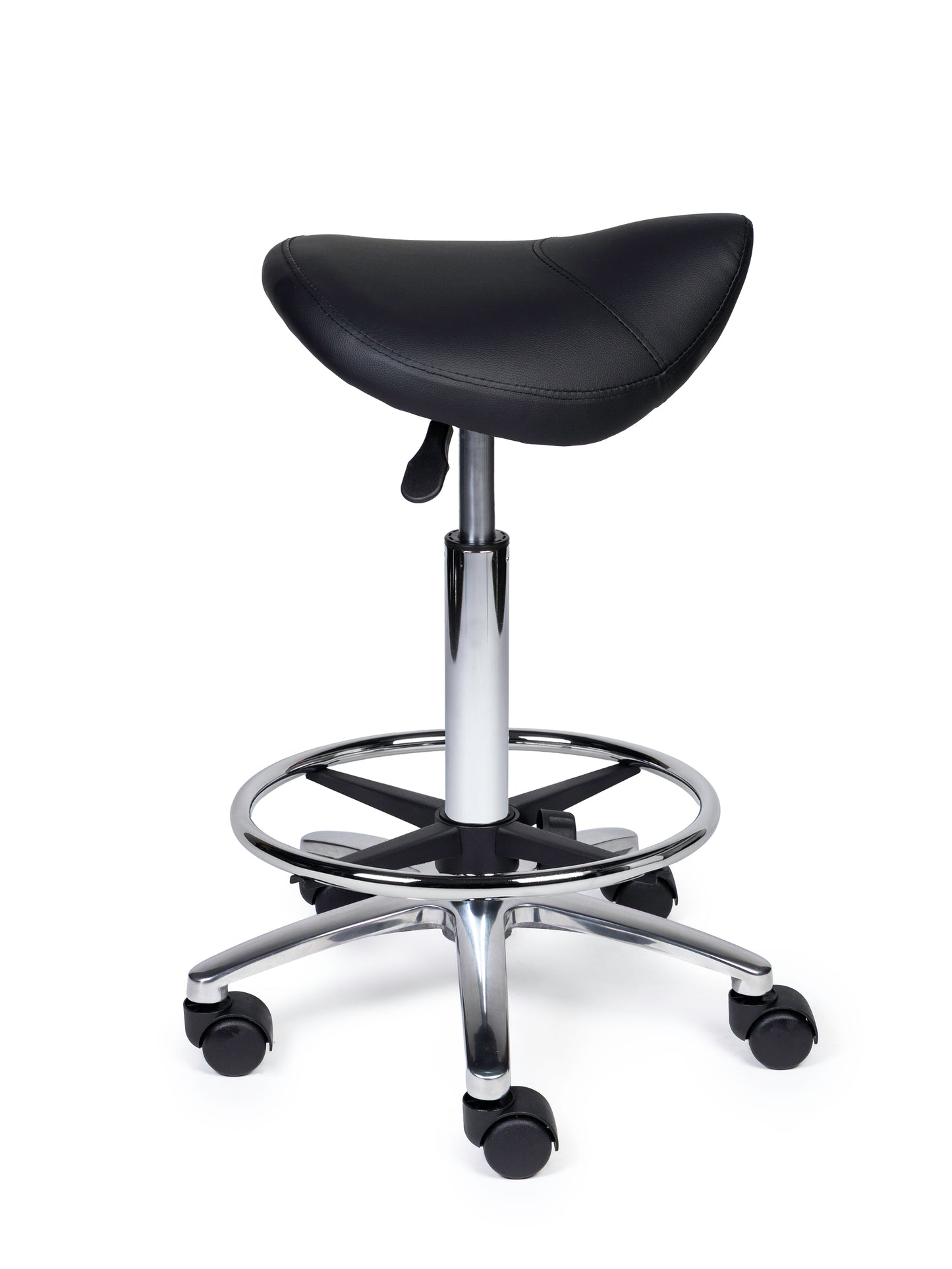 Ergonomische Zadelkruk Compact Zwart op Wielen