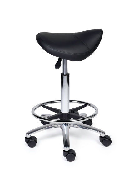 Ergonomische Zadelkruk Compact Zwart op Wielen