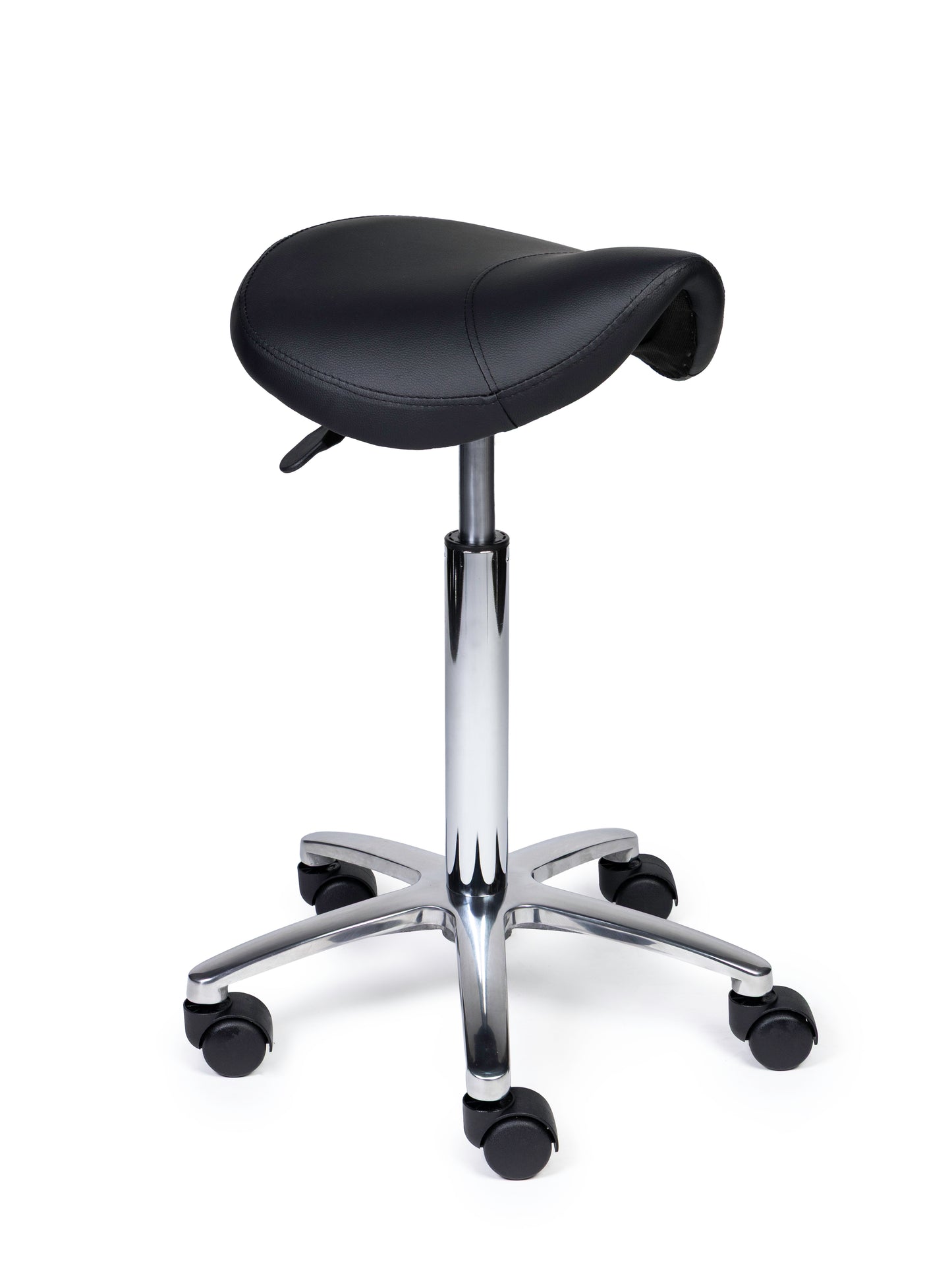 Ergonomische Zadelkruk Compact Zwart op Wielen