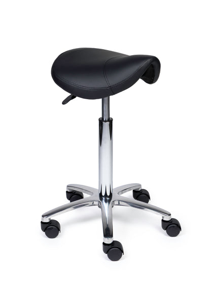 Ergonomische Zadelkruk Compact Zwart op Wielen