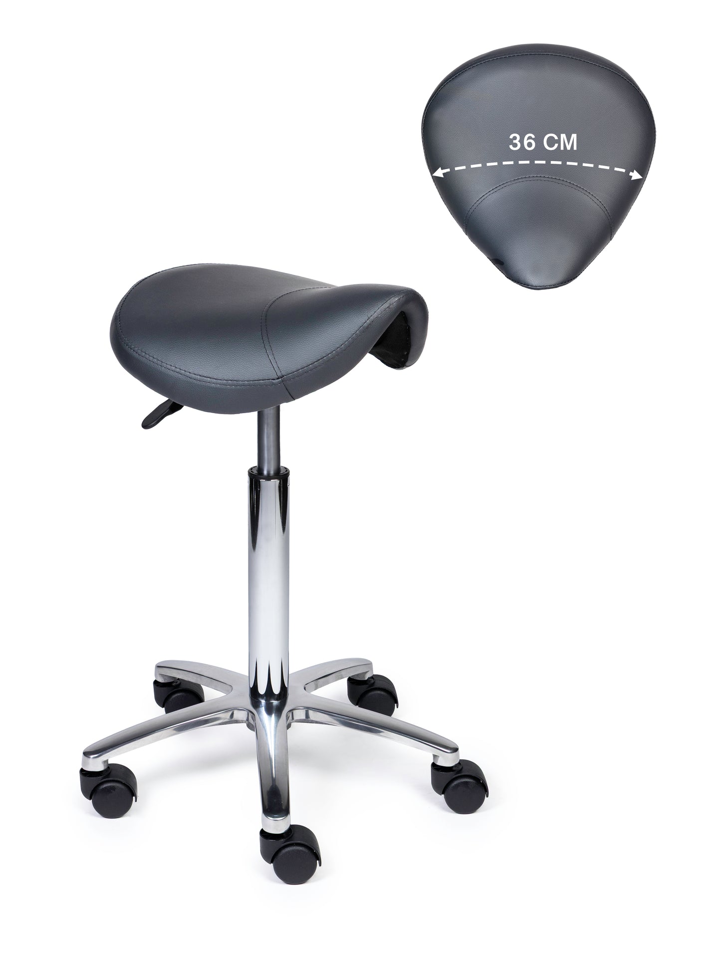 Ergonomische Zadelkruk XS Compact Grijs op Wielen