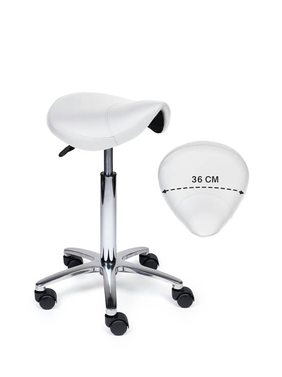 Ergonomische Zadelkruk Compact Wit op Wielen