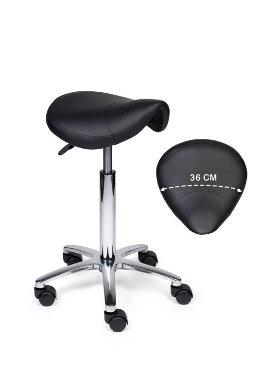 Ergonomische Zadelkruk Compact Zwart op Wielen