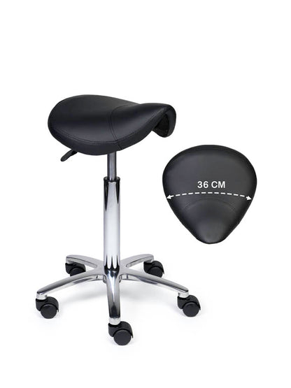 Ergonomische Zadelkruk Compact Zwart op Wielen