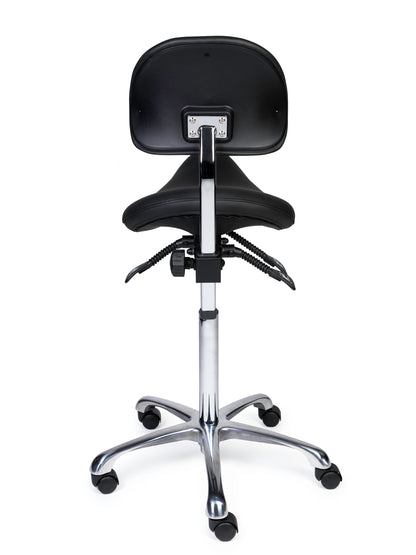 Ergonomische Zadelkruk met Rugleuning Premium Zwart op Wielen