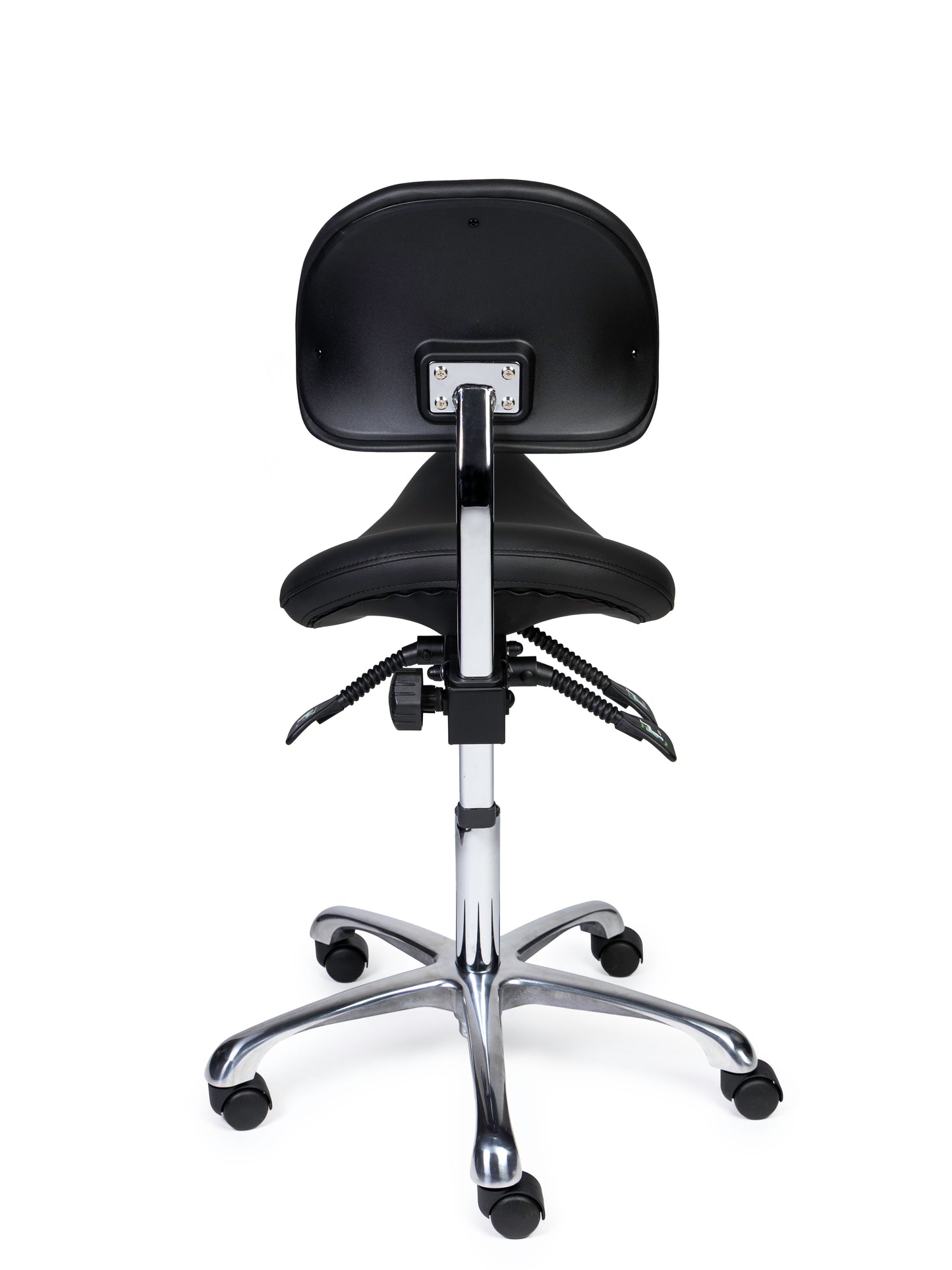 Ergonomische Zadelkruk met Rugleuning Premium Zwart op Wielen