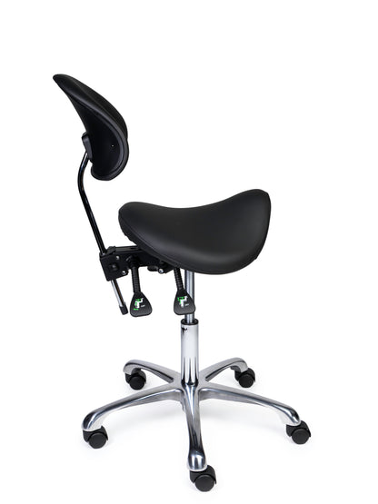 Ergonomische Zadelkruk met Rugleuning Premium Zwart op Wielen