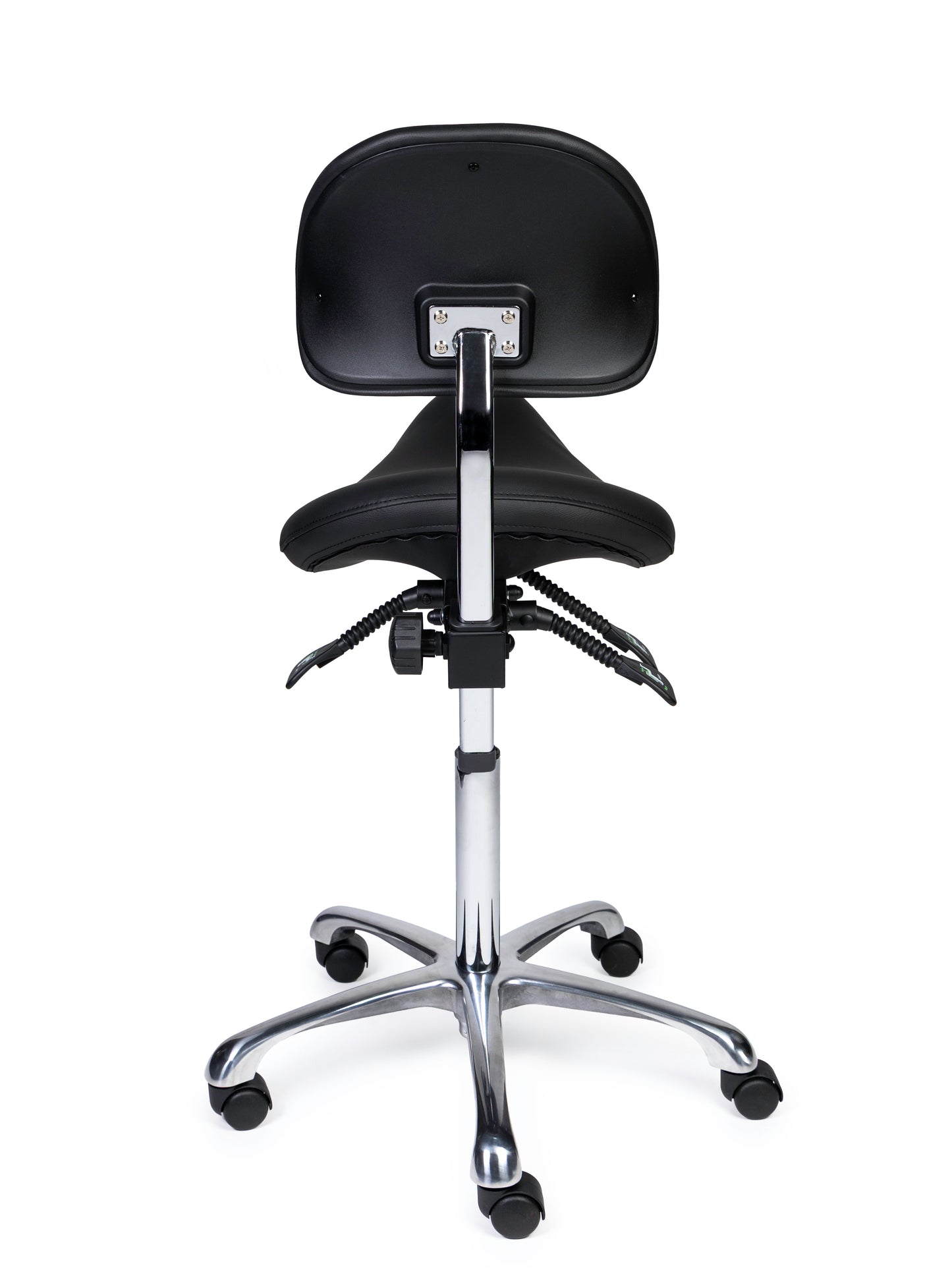 Ergonomische Zadelkruk met Rugleuning Premium Zwart op Wielen