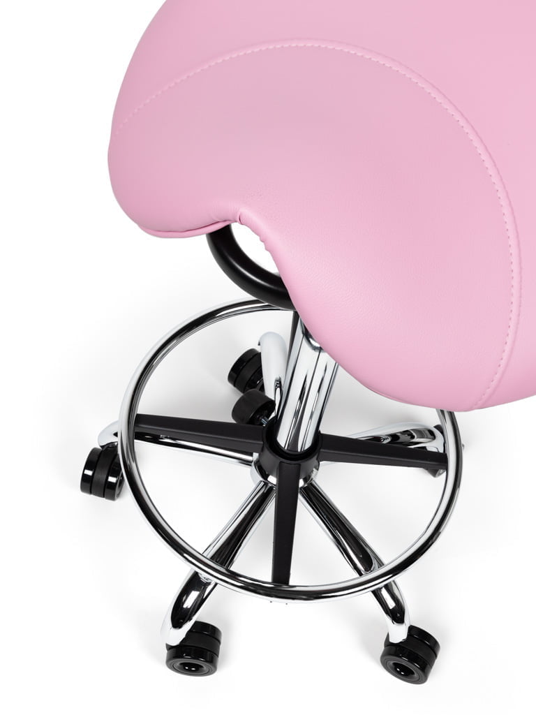 Ergonomische Kapperskruk Roze op Wielen