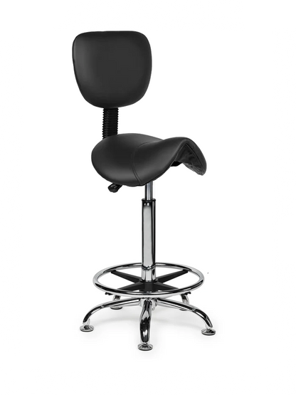 Ergonomische Zadelkruk met Rugleuning Zwart op Wielen