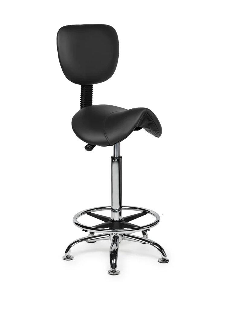 Ergonomische Zadelkruk met Rugleuning Zwart op Wielen