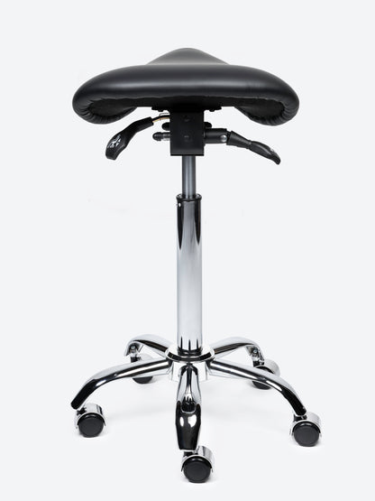 Ergonomische kantelbare Zadelkruk Zwart op wielen