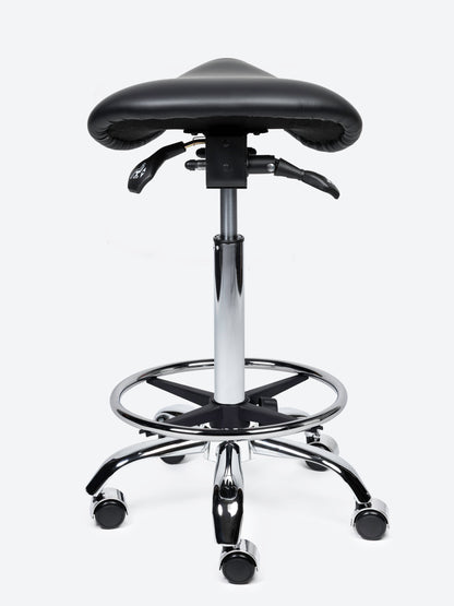 Ergonomische kantelbare Zadelkruk Zwart op wielen